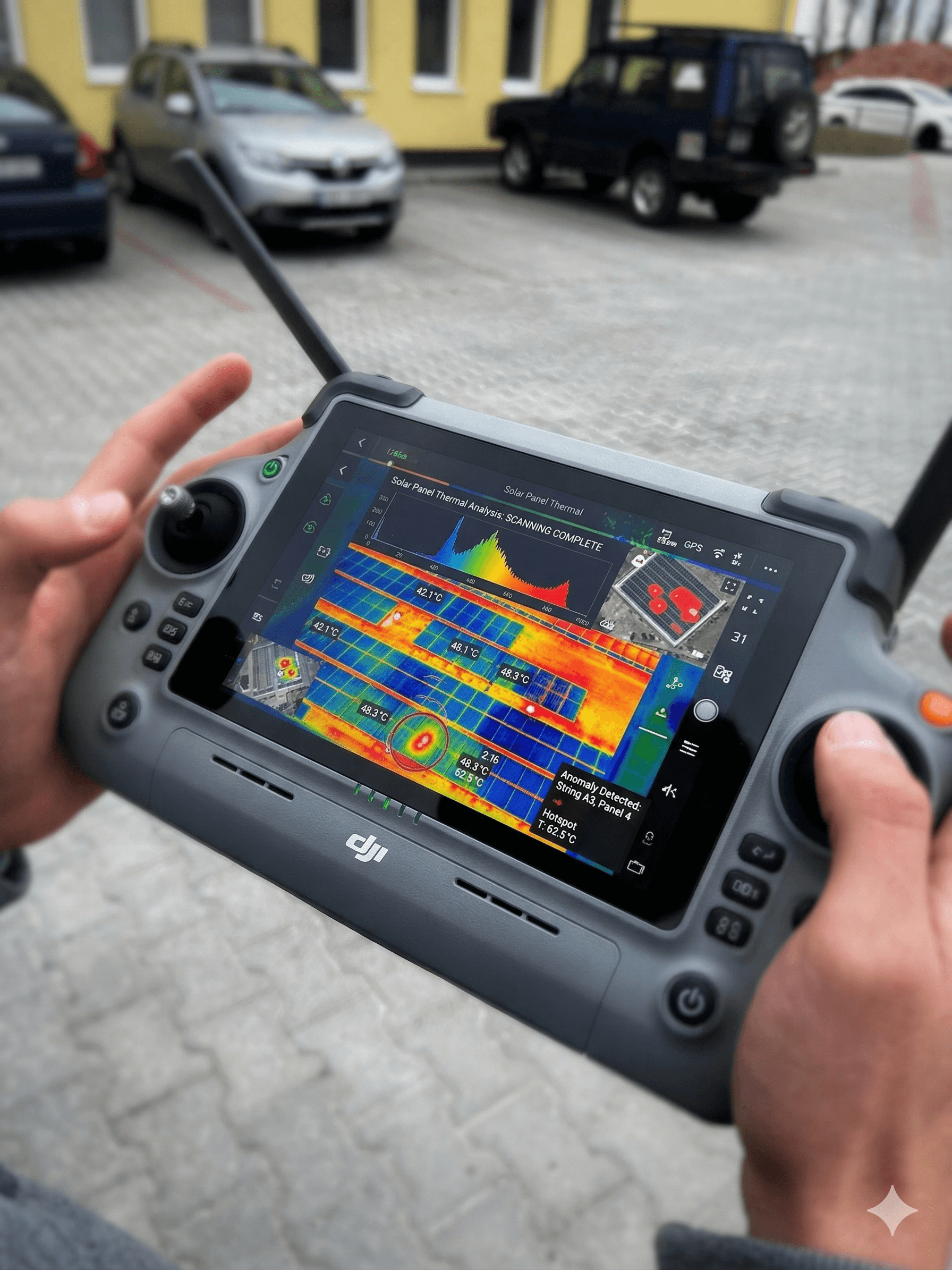 DJI kontroller monitoring felmérés közben