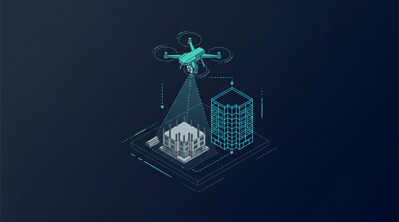 Drónos fotogrammetria – épület 3D wireframe rekonstrukció